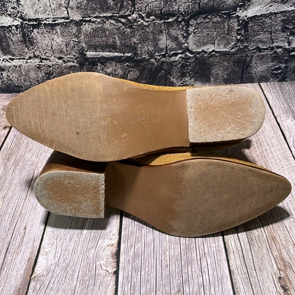 Zara Block Heel Leather Cowboy Ankle Boots Size 37 - Picture 10 of 15